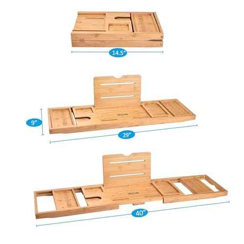 Expandable Folding Bathtub Tray and Tub Pillow, with Handmade Shower Cap and Bathing Luffa Noodle 2-Piece Set