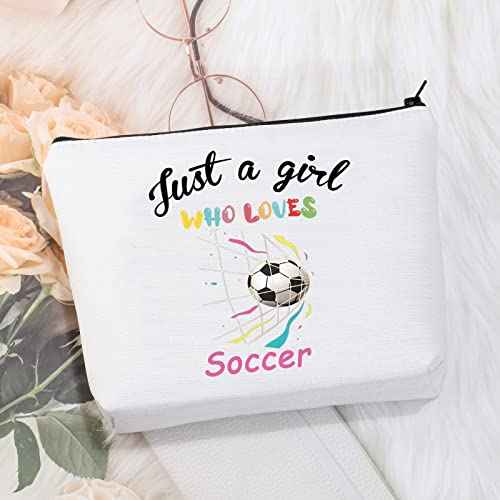 Girl Soccer Gifts Just a Girl Who Loves Soccer Makeup Bags Soccer Travel Cosmetic Bag Gift for Soccer Players Fans