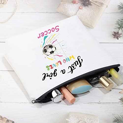 Girl Soccer Gifts Just a Girl Who Loves Soccer Makeup Bags Soccer Travel Cosmetic Bag Gift for Soccer Players Fans