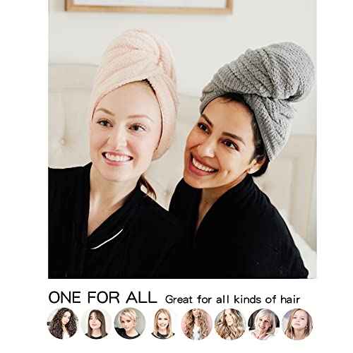 2 Packs Large Microfiber Hair Towels for Women, Super Absorbent & Quick Dry Hair Towel Wrap for Curly Hair Long & Short Hair- Anti-Frizz Hair Turbans for Wet Hair - 27.5''*39.4''