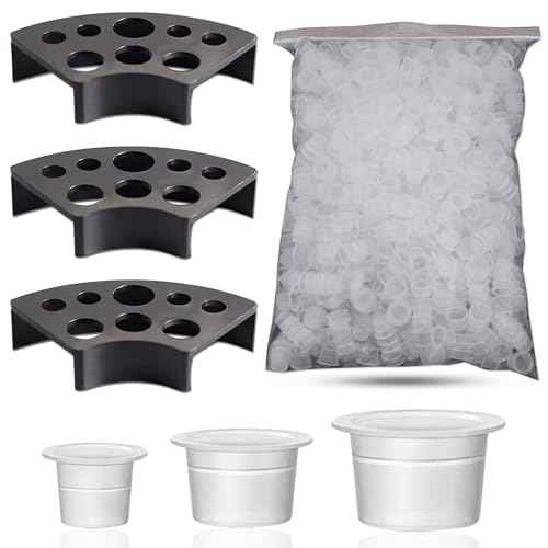 303Pcs Tattoo Ink Caps Kit - Emalla 3Pcs Black Tattoo Ink Cups Holder with 300Pcs Tattoo Ink Caps 100 Small 100 Medium 100 Large Tattoo Ink Cups Tattoo Ink Container Tattoo Kit Tattoo Supplies