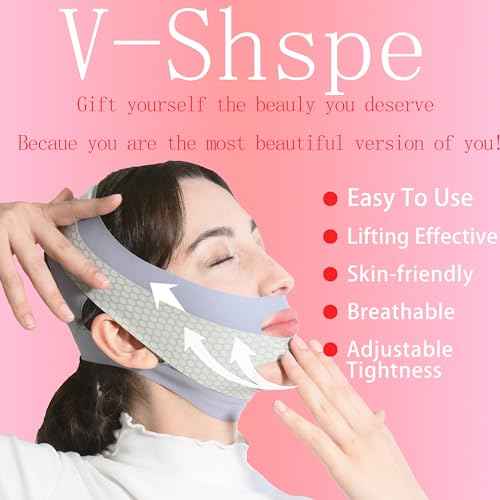 V Line Lifting Mask Chin Strap for Sleeping, V Line Mask, Face Lifting Strap, Chin Strap, Jawline Shaper, Jaw Strap, Double Chin Reducer,Face Lift Tape & Snoring Solution (Grey)