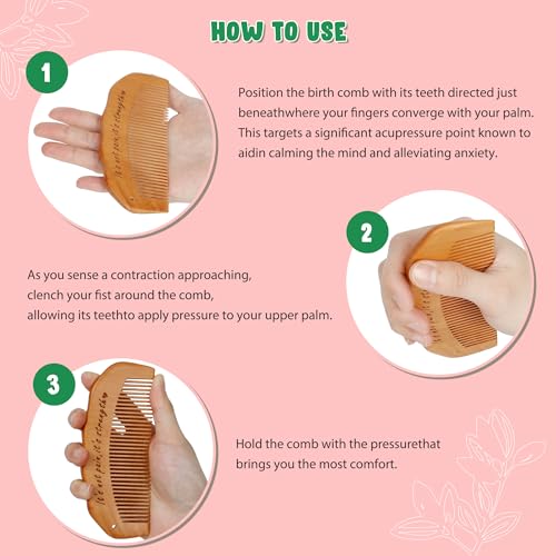 Arrozon Birth Comb for Women Labor, Wooden Labor comb Natural Labor and Delivery Essentials, Birthing Combs Hospital Bag Must Haves for Pregnant Women, Wood Comb Labor Gifts for Moms