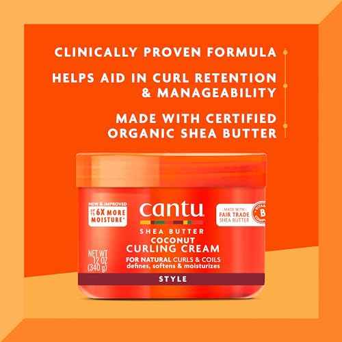 Cantu Coconut Curling Cream with Shea Butter for Natural Hair, 12 oz