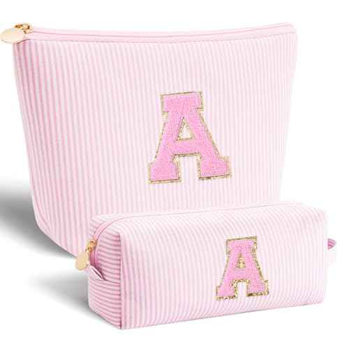 Birthday Christmas Gifts for 10 11 12 13 14 15 16 17 18 Years Old Girl,Stocking Stuffers Makeup Bag Cosmetic Bag Set,Teen Girls Teacher Gift Trendy Stuff Toiletry Bag for Women - Pink,A