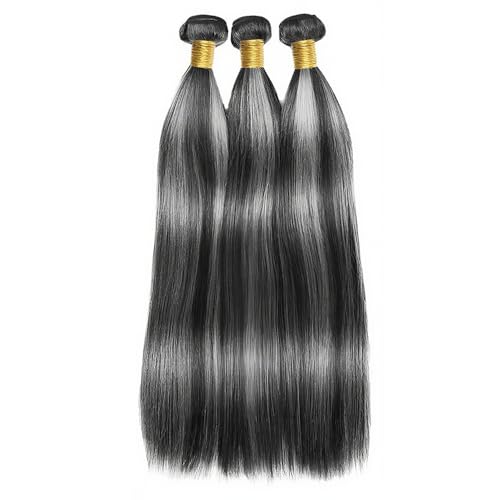Straight Bundles P1B/Grey Human Hair Bundles 16 18 20 Inch Human Hair 3 Bundles Unprocessed Brazilian Virgin Quick Weave Human Hair Extensions For Black Women