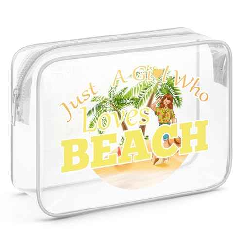 Beach Gifts for Her Beach Lover Clear Makeup Bags with Zipper Beach Trip Gifts for Women Beach Bachelorette Party Decorations Cosmetic Travel Bag Organizer Beach Themed Birthday Christmas Gifts