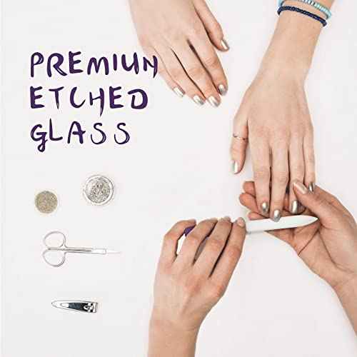 3 Pack Crystal Glass Fingernail File with Case for Natural Nail Professional Czech Glass File Double-Sided Etched Gentle Nail Care Stocking Stuffers for Women or Adults, Unique Gifts