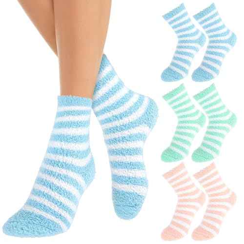 3 Pairs Aloe Infused Socks Lotion Socks Moisturizing Spa Socks Non Slip Coral Fleece Socks for Repairing Softening Dry Cracked Feet Infused Gel Sleeping