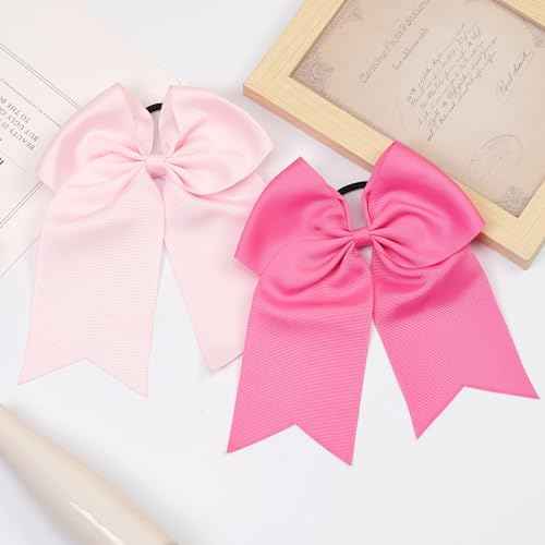 JOYOYO 20Pcs 8" Large Cheer Bows for Girls Ponytail Holder Grosgrain Ribbon Cheerleading Bows Elastic Hair Tie Bands for Baby Girls School College Teens Senior Cheerleader