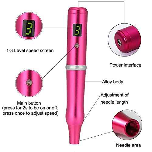 Permanent Makeup Pen Eyebrow Pen Tattoo Rotary Machine 10PCS Needles For Eyebrows,Eyeliners, Lips And Small-Tattoo(Rose red) AP657R