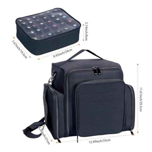 Nail Polish Organizer Case Holds 60 Bottles Portable Travel Storage Box with 2 Detachable Bags, Designed for Women's Nail Tools, Essential Oils and Cosmetics Sets Black