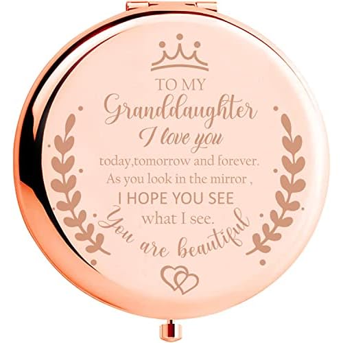 Soulpetals Granddaughter Gifts from Grandma,Granddaughter Gifts, Birthday Gifts for Granddaughter,to My Granddaughter Makeup Compact Mirror