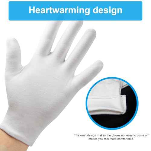 5Pairs (10Pcs) Moisturizing Gloves Overnight for Men and Women, Washable SPA White Cotton Gloves for Dry Hands Eczema Work Inspection Service Performance