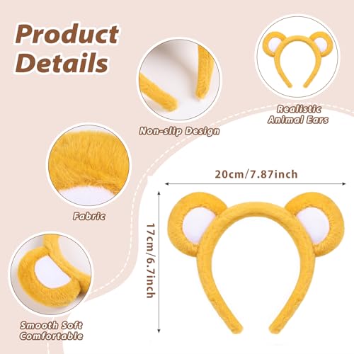 Sightor Yellow Bear Ears Headband, Cute Bear Hairband Bear Ear Head Wear for Makeup Washing Face Animal Cosplay Soft Bear Headband