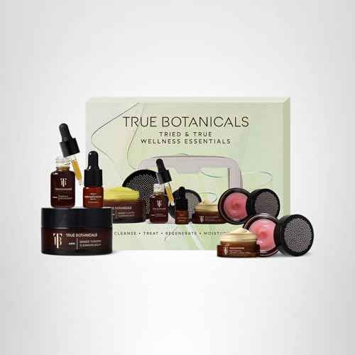True Botanicals Tried & True Wellness Essentials Bundle | Ginger Turmeric Cleansing Balm | Chebula Active Serum | Pure Radiance Oil | Phyto-Retinol Advanced Clinical Cream | Glossy Lip Balm