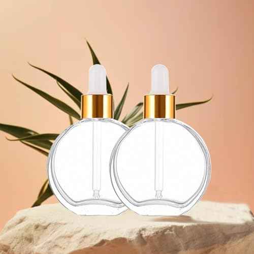 6Pcs, 2 oz Glass Dropper Bottles for Essential Oils,60ml flat round perfume bottle with Eye Droppers,for Essential Oils,Perfumes, Serums - Leakproof for Travel (Clear)