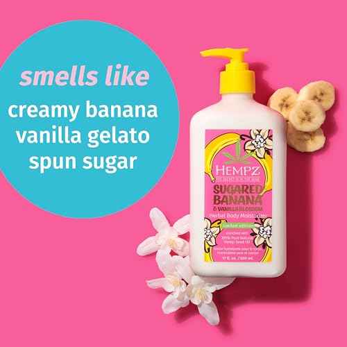 Hempz Sugared Banana & Vanilla Blossom Body & Hand Lotion, Ultra Hydrating Moisturizer for Men and Women, 17 oz