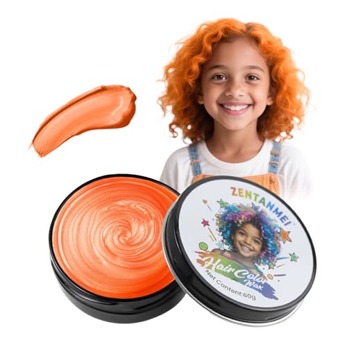 Temporary Hair Color Wax for Kids 2.12 oz, Washable Orange Hair Dye for Women & Men, DIY Styling Clay for Party, Cosplay, Halloween, Christmas (Orange)