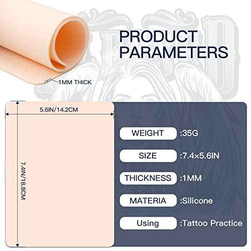 Blank Tattoo Practice, 10Pcs Double Sides 8x6" Tattooing Skins Microblading Eyebrow Practice Skin for Tattoo Supplies, Tattoo Kit, for Beginners and Experienced Artists