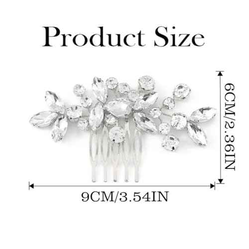 JAKAWIN Bride Wedding Hair Comb Crystal Hair Piece Rhinestone Bridal Hair Accessories for Women HC042 (Silver)