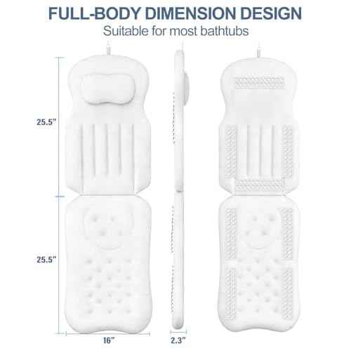 YSJILIDE Full Body Bath Pillow for Bathtub, Spa Bath Pillows for Tub Neck Head Neck Shoulder and Back Support, with Non-Slip Suction Cups/4D Air Mesh