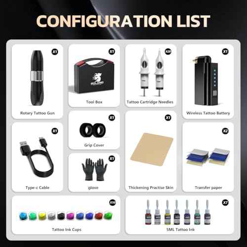 Wireless Tattoo Gun, Solong 1500mAH Tattoo Gun Wireless Tattoo Kit Professional Rotary Tattoo Machine for Beginners and Artists with Portable Tool Case