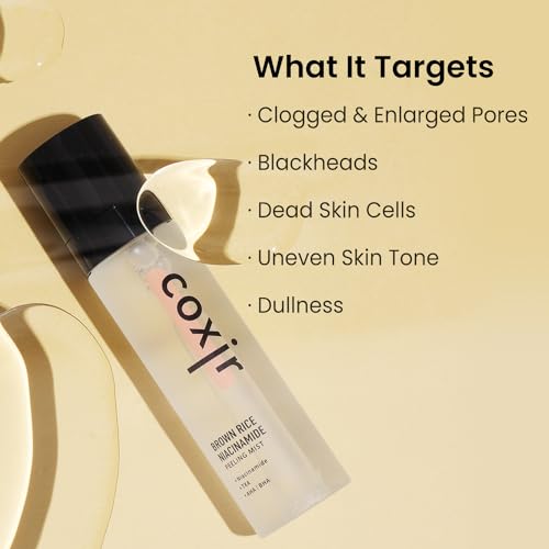 coxir BROWN RICE NIACINAMIDE daily PEELING MIST TONER l TXA(Tranexamic Acid), Niacinamide,AHA,BHA and Brown Rice l Daily Exfoliating Facial Spray, Minimize Enlarged Pores [80ml/2.70 fl.oz]