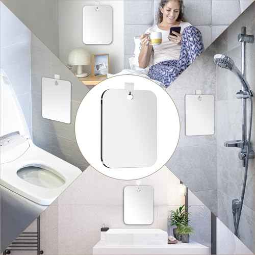 2 Pack Shower Mirror Fogless for Shaving, Larger 10.7x8 inch Plexiglass Hand Mirror for Shower, Plastic Small Wall Mirrors for Travel, Unbreakable Little Mirrors, Camping Mirro, Hanging, Espejos