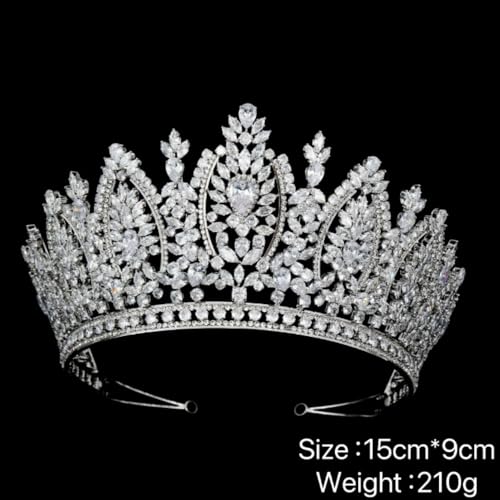 QXMYOO Large Wedding Crowns Cubic Zirconia Sweet 16 Birthday Prom Quinceanera Tiaras for Women CZ Crystal Bridal Headpieces
