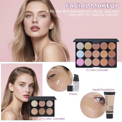 Travel Makeup Kit, Makeup Set For Teen Girls, Make up Gift Set For Women with Makeup Box, Eyeshadow Palettes, Foundation, Concealer, brushes set (Colors 40)