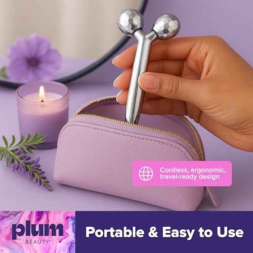 Contouring Dual Ended Silver Face Roller for Wrinkles and Lifting, - Face Rollers for Women, Men - Facial Roller supports lymphatic drainage, Skin Care Beauty Massager Facial Tool for Self Care