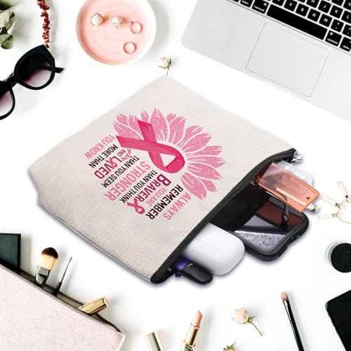 Breast Cancer Gifts for Women, Breast Cancer Survivor Gifts for Woman, Breast Cancer Awareness Accessories Gift Bags, Get Well Gifts for Women Makeup Cosmetic Bag Pouch