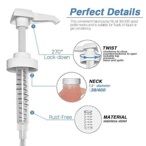 4 Pack Gallon Jug Pump Dispenser 38-400 White Pump for Gallon Jug Dispensing - 7cc Lotion Gallon Shampoo Pump Top Replacement, Fits 1 Gallon Bottle 64oz 128oz Hand Sanitizer Containers, Plus Labels