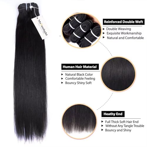 15A RAW Virgin Human Hair Bundle 100% Unprocessed Brazilian Straight Human Hair Extensions Weave Bundles NO.1 Quality One Direction Cuticles Raw Hair Extension Can Be Dyed Bleached Thick Ends 24 Inch