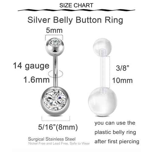 QWALIT Belly Button Piercing Gun Kit - Silver Navel Piercing Gun