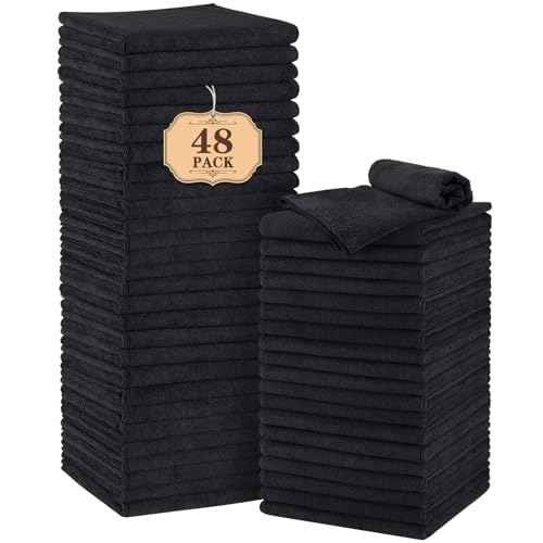 Orighty Salon Towels 48 Pack, Microfiber Hair Salon Towel 16 x 29 Inch, Super Soft and Absorbent Black Towels for Salon, Hand, Gym, Bath, Spa and Home Hair Care, Not Bleach Proof