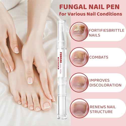 Fungal Nail Pen with Allicin & Undecylenic Acid, Extra Strength Nail Repair for Yellow, Discolored, Thick or Damaged Nails, Toenail & Fingernail Care (2PCS)
