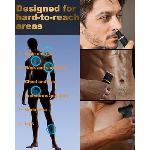 Body Hair Trimmer for Men, Manscape 3-in-1 Electric Razor Groin Groomer,IPX7 Waterproof Wet/Dry,Versatile Hair Trimmer for Ball/Beard/Nose,USB Rechargeable & Nose/Shaves Head,Christmas Gifts for Men