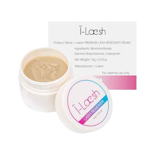 i-Laesh Eyelash Extension Remover Cream, 15g / 0.52 oz, Glue Remover, Fast Lash Adhesive Dissolution, Sensitive Skin, Low Irritation, for Professional Only