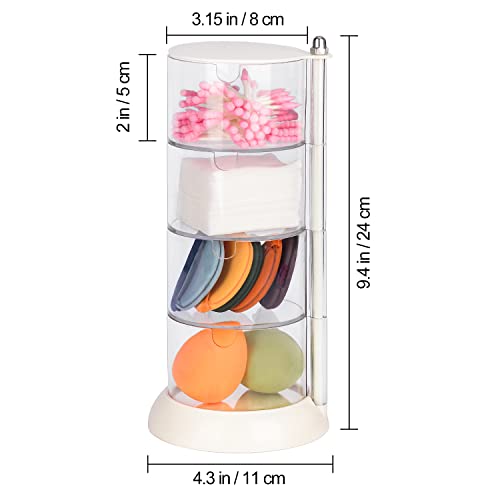 JessLab 4 Layer Clear Jewelry Organizer, 360¡Æ Rotatable Acrylic Hair Accessory Organizer, Hair Clip and Tie, Earring Storage for Bathroom Vanity Countertop