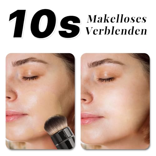 360¡Æ Electric Rotating Makeup Brush Set, 5 Vegan Brush Heads, Rechargeable Blending Face Brushes For Foundation, Blush, Powder, Bronzer, Contour, Highlight & Airbrush Finish, Flat Kabuki Brush