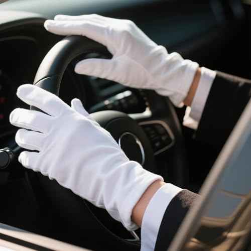 100% White Cotton Gloves for Dry Hands, Moisturizing & Eczema Overnight, Work Gloves Liners, Ideal for Sleep & Spa Treatment, Coin Jewelry Silver Inspection, Medium, One Size, 3 Pairs