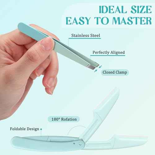 Lasnten 6 Sets Eyebrow Tweezers Set for Women Facial Hair Eyebrow grooming Kit with Travel Case with Curved Scissor and Trimmer Stainless Steel Tweezers Set Gift for Women