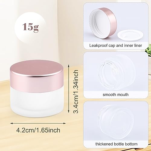 12 Pack Frosted Glass Cream Jar - 15g/0.5 oz Empty Makeup Container Refillable Travel Pot Jar For Lotion Cream Cosmetics Ointments