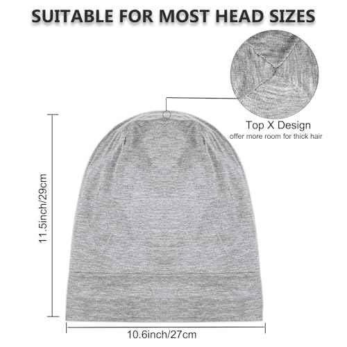 Sleep Cap Bonnet for Sleeping Black Women, Soft Cooling Ice Silk Lined Bonnet for Curly Braids Hair Slouchy Beanie Night Cap