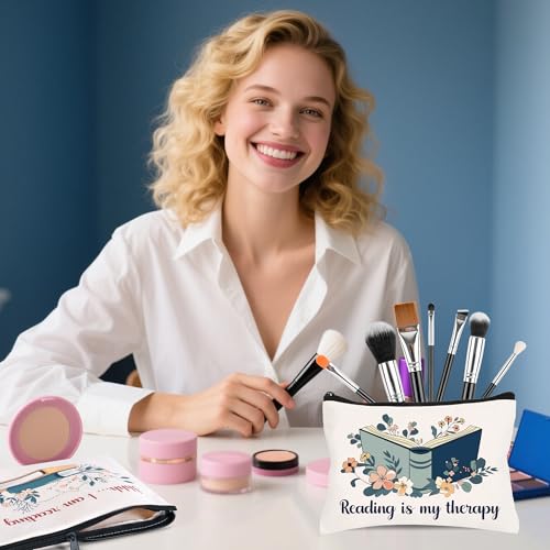 8 Pcs Book Lover Gifts for Women Bookish Gifts in Bulk Mothers Day, Birthday Christmas Gifts for Book Lovers Ideas Cute Bookworms Makeup Bag Makeup Pouch Cosmetic Bag for Librarians Gifts (Green)