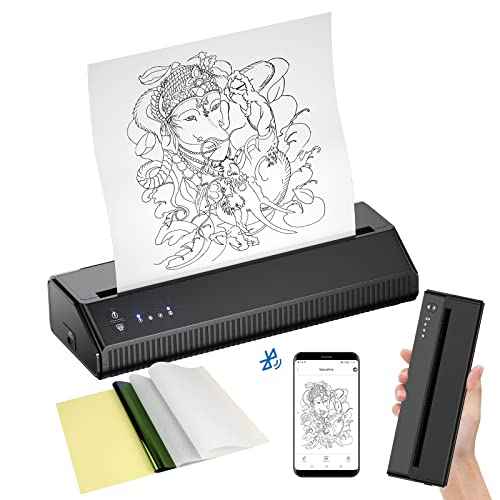 BIOMASER Tattoo Printer Wireless Tattoo Stencil Printer for Tattooing Tattoo Transfer Stencil Machine with 10pcs Transfer Paper, for Artists, Thermal Copier Compatible with Smartphone and Tablet