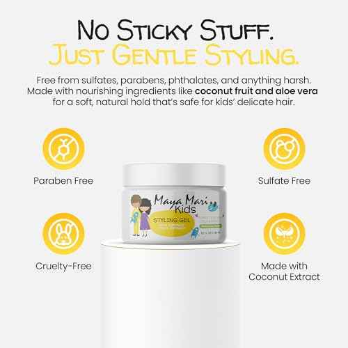 Kids Hair Styling Gel with Coconut Fruit Extract | Safe & Gentle Baby Hair Gel for Toddlers | Sulfate-Free Hair Gel for Boys & Girls, 12 oz