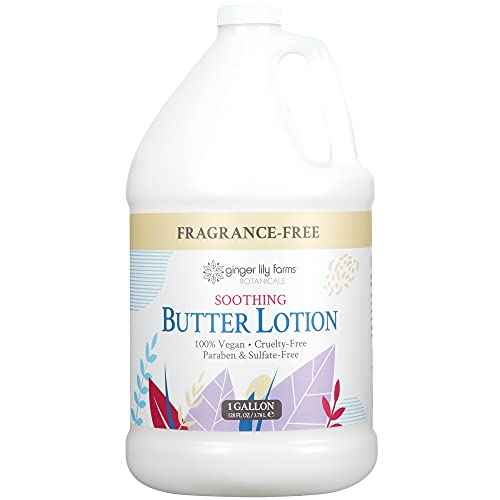 Ginger Lily Farms Botanicals Soothing Butter Lotion for Dry, Sensitive Skin, 100% Vegan & Cruelty-Free, Fragrance Free, 1 Gallon (128 fl oz) Refill (pack of 1)
